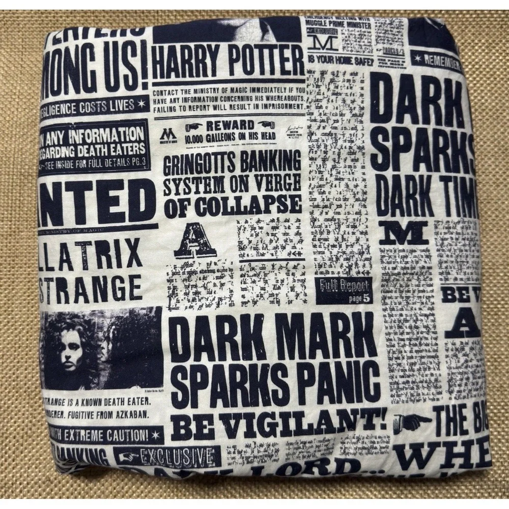 Pottery Barn Harry Potter Daily Prophet Duvet Cover TWIN Newspaper Rare Bedding